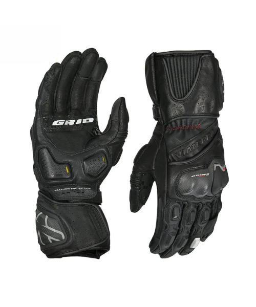 Viaterra Grid MK3 Full Gauntlet Motorcycle Riding Gloves - Black