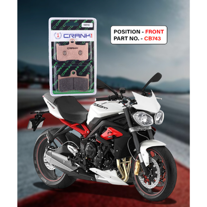 Crank1 Fully Sintered H2 Series Brake Pads for Triumph Street Triple 675 R (2014-2016)