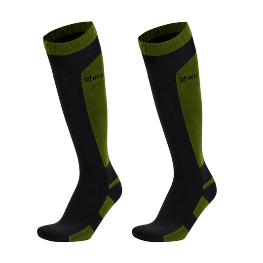 Moto Arch Knee High Waterproof and Winter Socks - Army Green