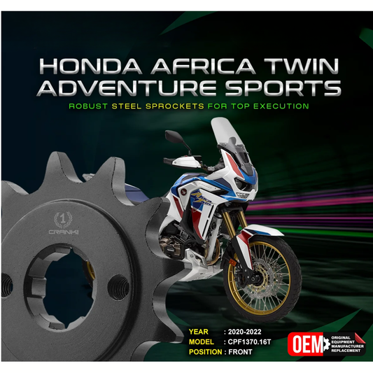 Crank1 Honda Africa Twin Adventure Sports (2020-2022) Performance Motorcycle Sprocket - Black - CPF1370.16T