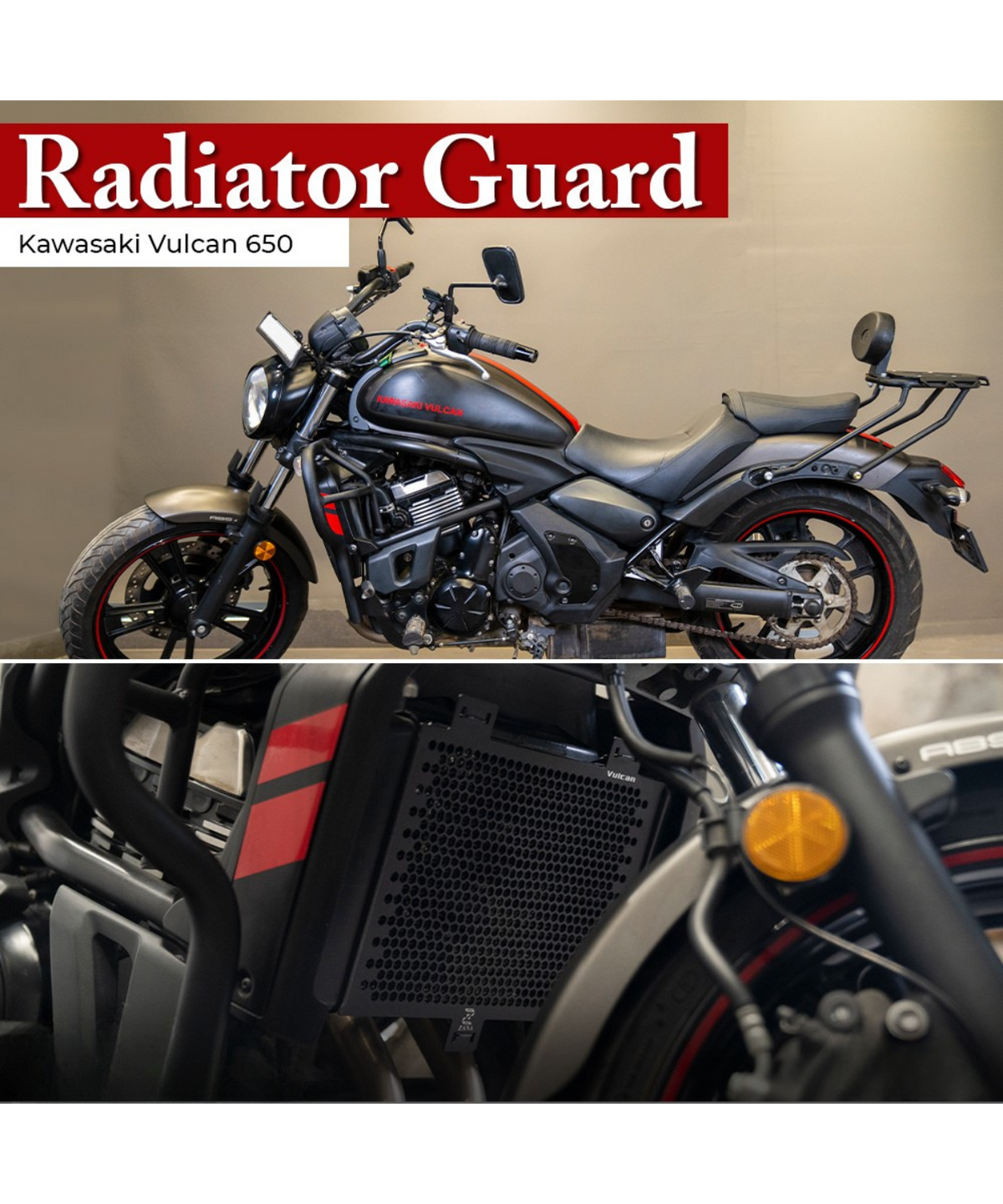 Zana Kawasaki Vulcan 650 Radiator Guard Honeycomb - Black- ZI-8261 - Zana