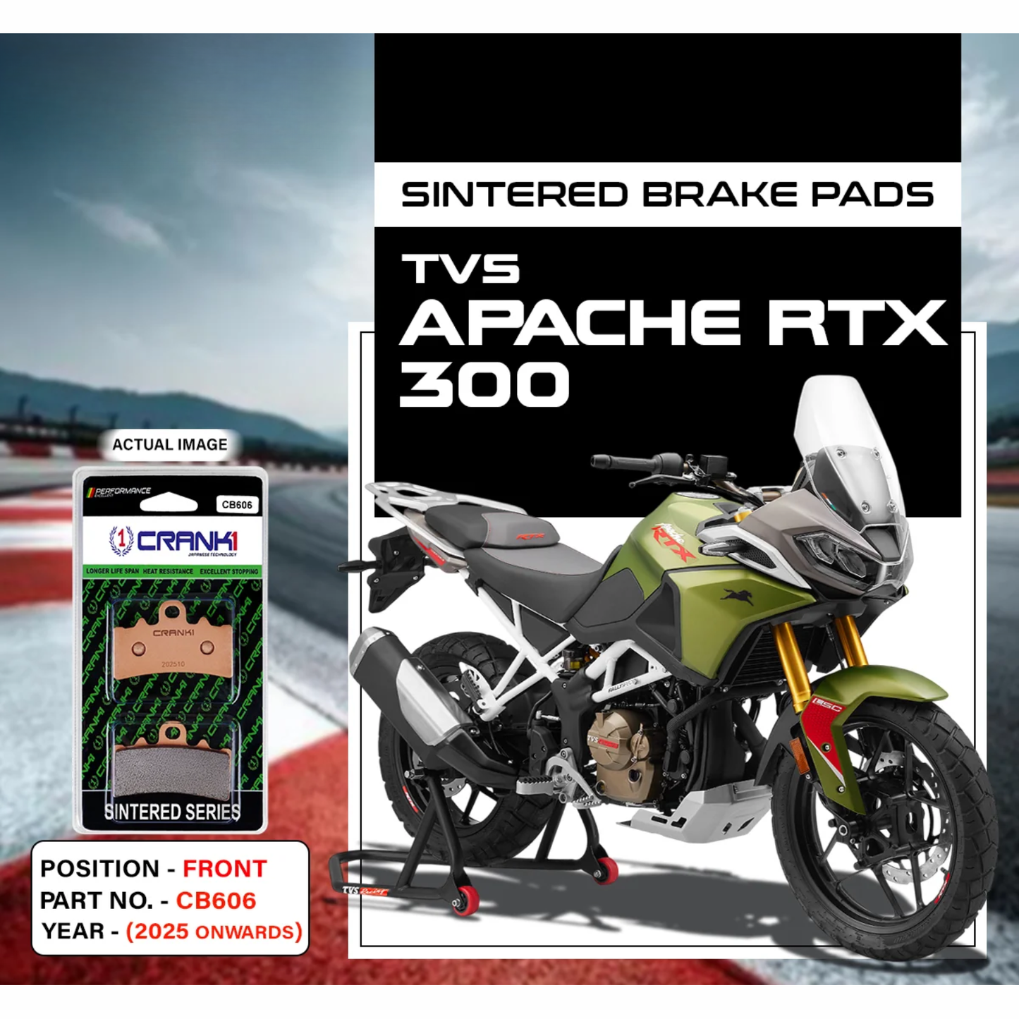 Crank1 Sintered Brake Pads for TVS Apache RTX 300 (2025 Onwards)
