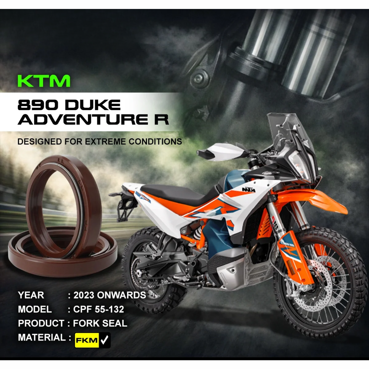 Crank1 KTM 890 Duke Adventure R (2023 Onwards) Fork Oil Seal FKM