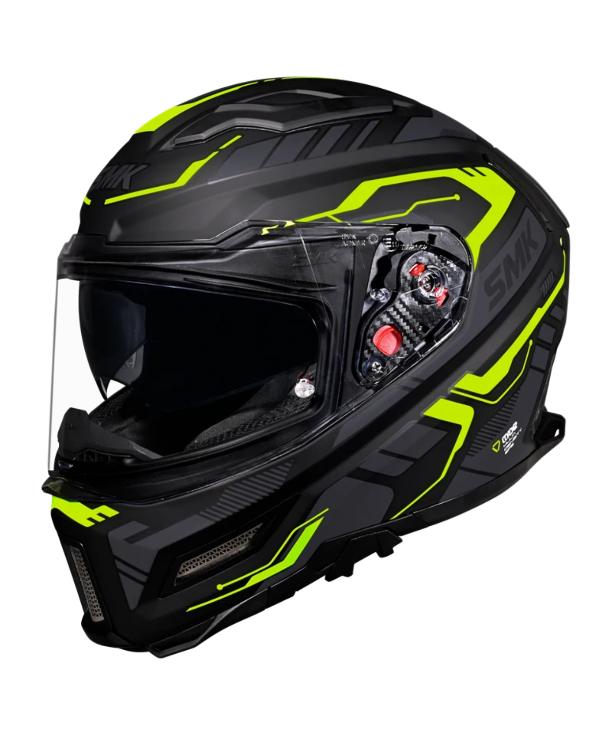 SMK Agnar Tektron GRPS MA264 Full Face Helmet - Matt Black Yellow