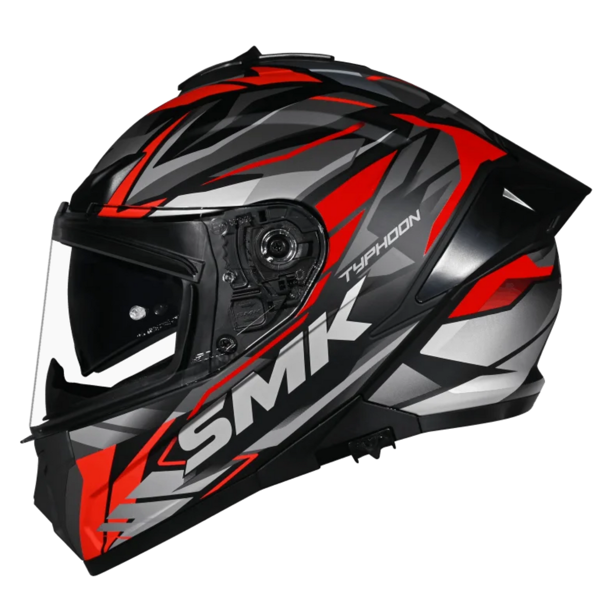 SMK Typhoon Rival GRPS MA263 Full Face Helmet - Matt Black Grey Red - SMK