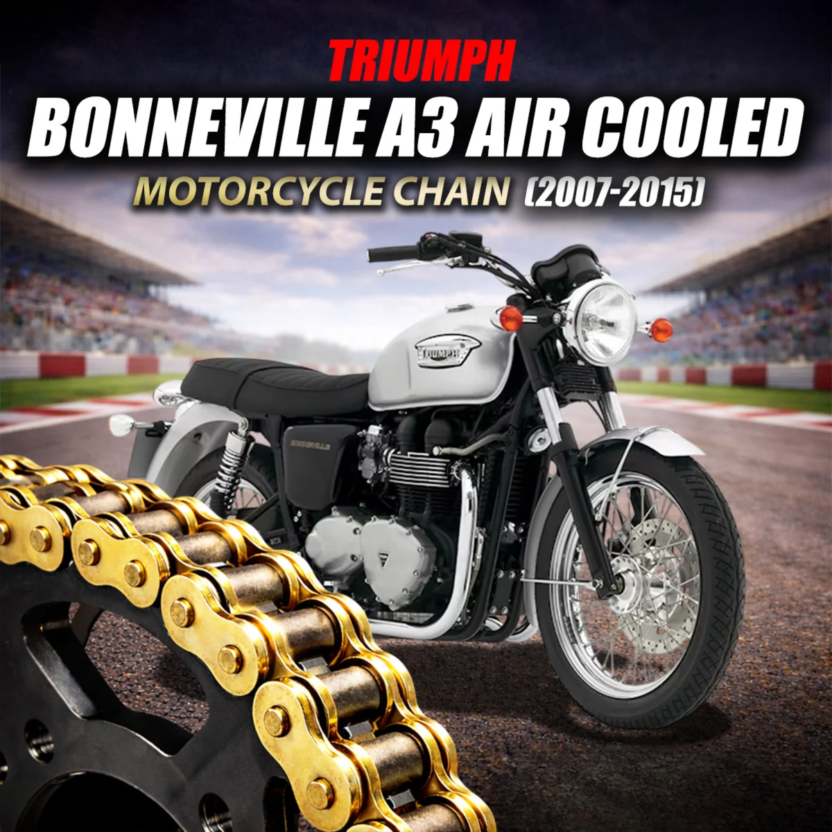 Crank1 Triumph Bonneville A3 Air Cooled (2007-2015)  525 Pitch ZVM-X 112L Chain - Gold