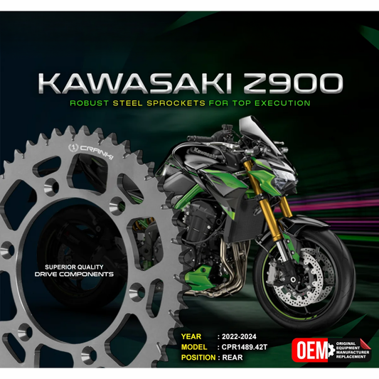 Crank1 Kawasaki Z900 (2022-2024) Performance Motorcycle Sprocket - Chrome - CPR1489.42T