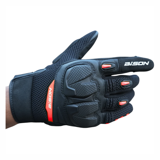 Bison ProGear Raptor Riding Gloves - Black Red