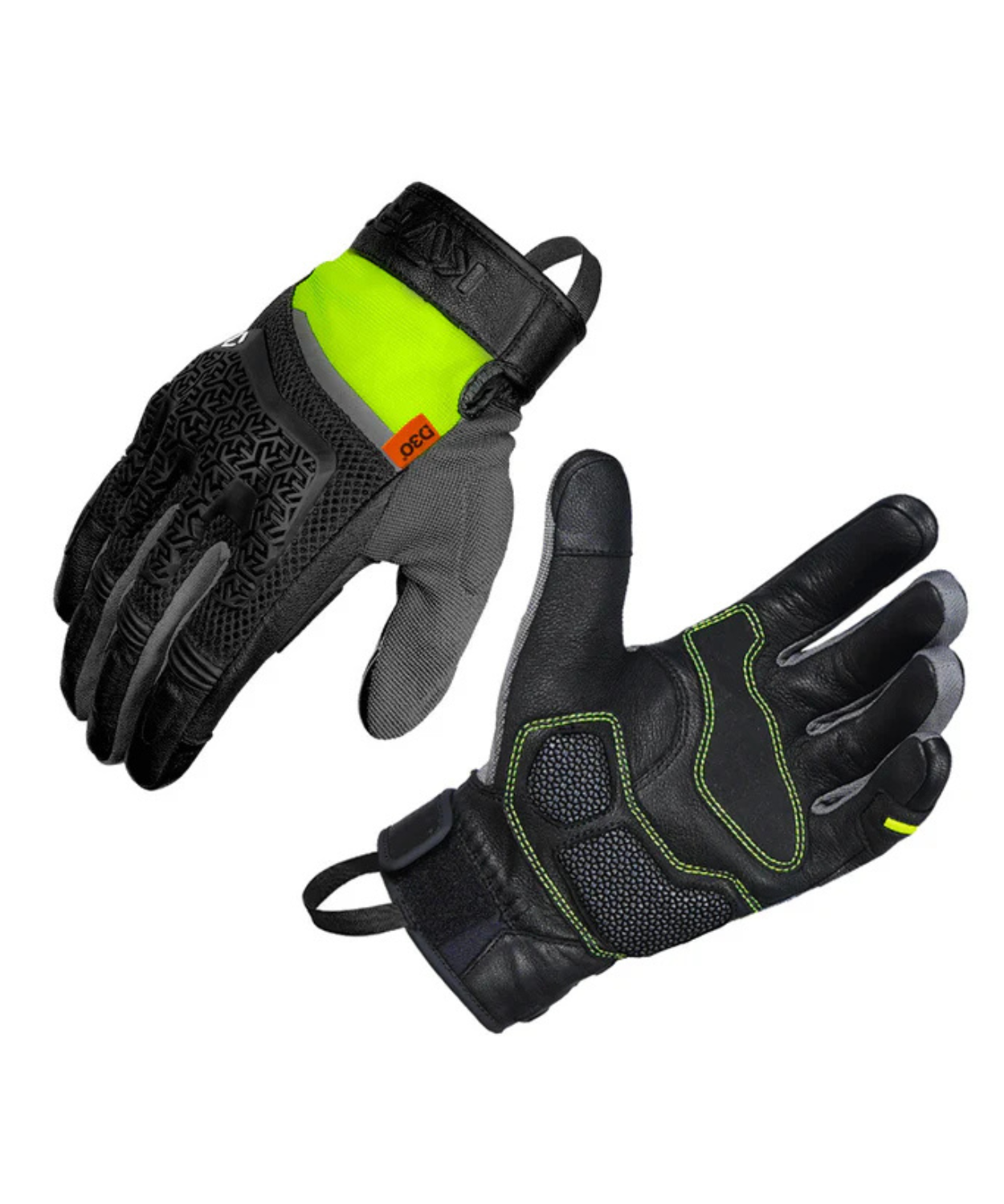 Korda D30 Adventure Riding Gloves - Black Fluorescent Yellow