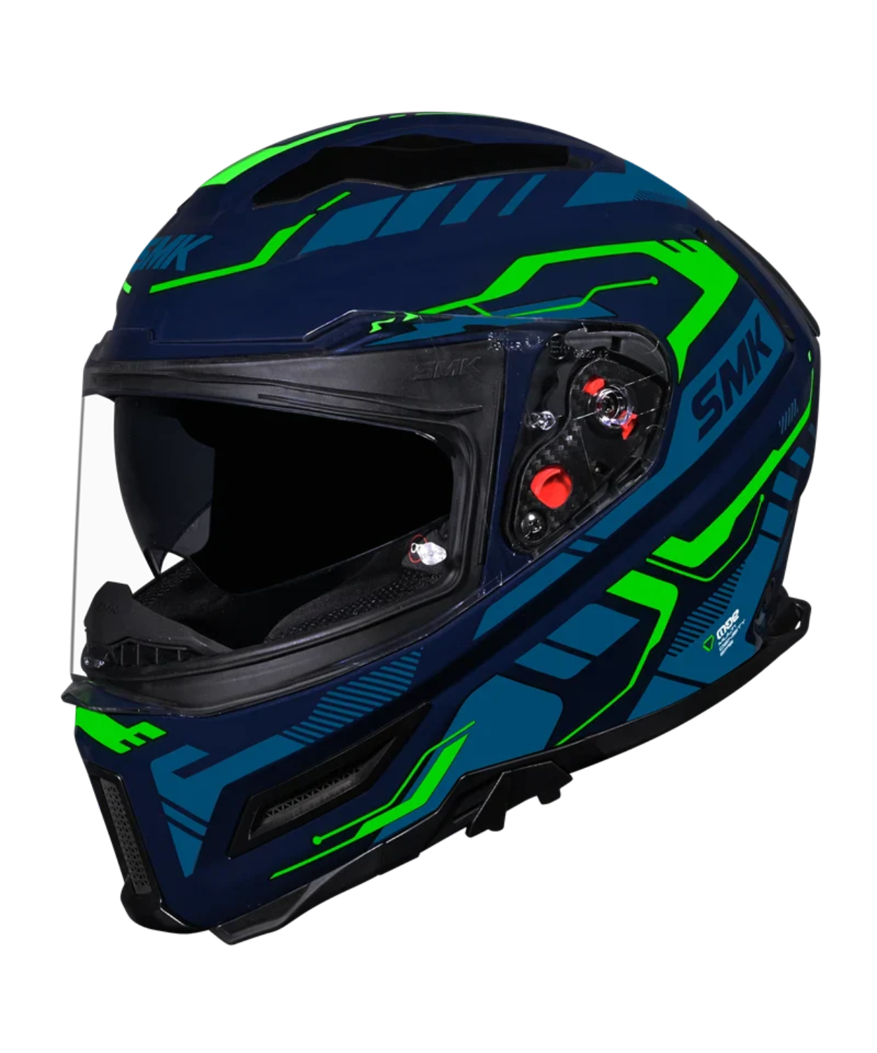 SMK Agnar Tektron GRPS MA558 Full Face Helmet - Matt Blue Green