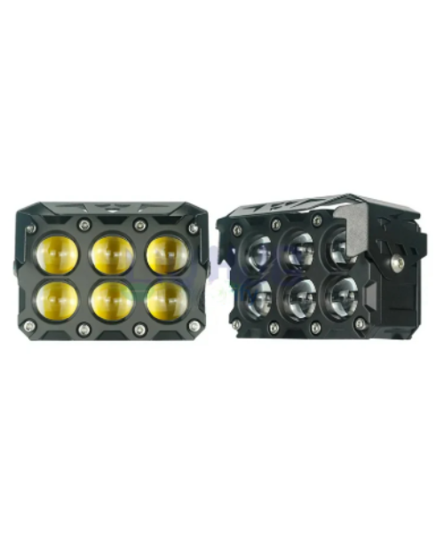 HJG Mega Drive 6 Lens Dual Color Yellow White LED Fog Light - Pair - HJG