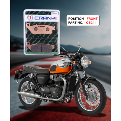 Crank1 Fully Sintered H2 Series Brake Pads for Triumph T100 Air Cooled