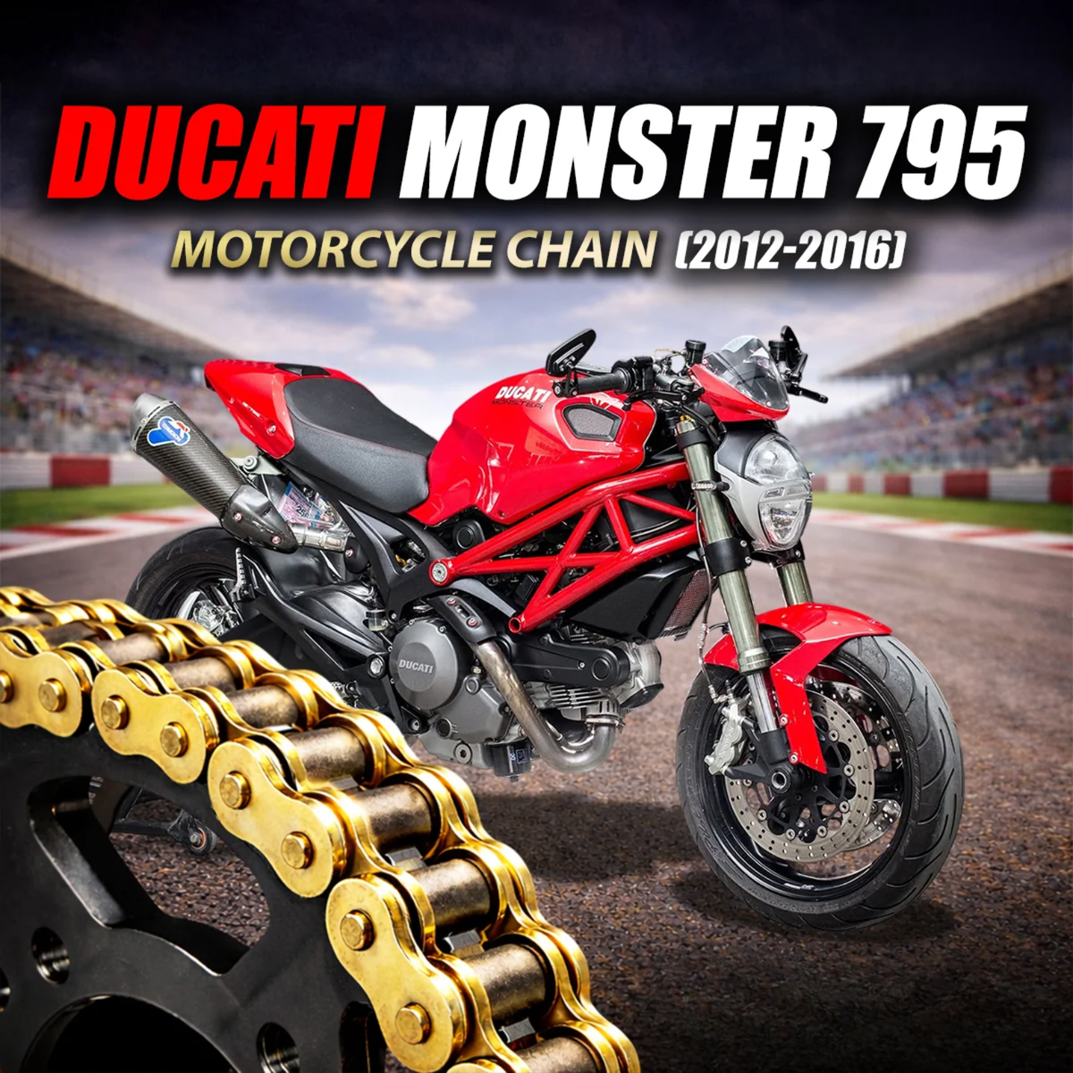Crank1 Ducati Monster 795 (2012-2016) 525 Pitch ZVM-X 104L Chain - Gold