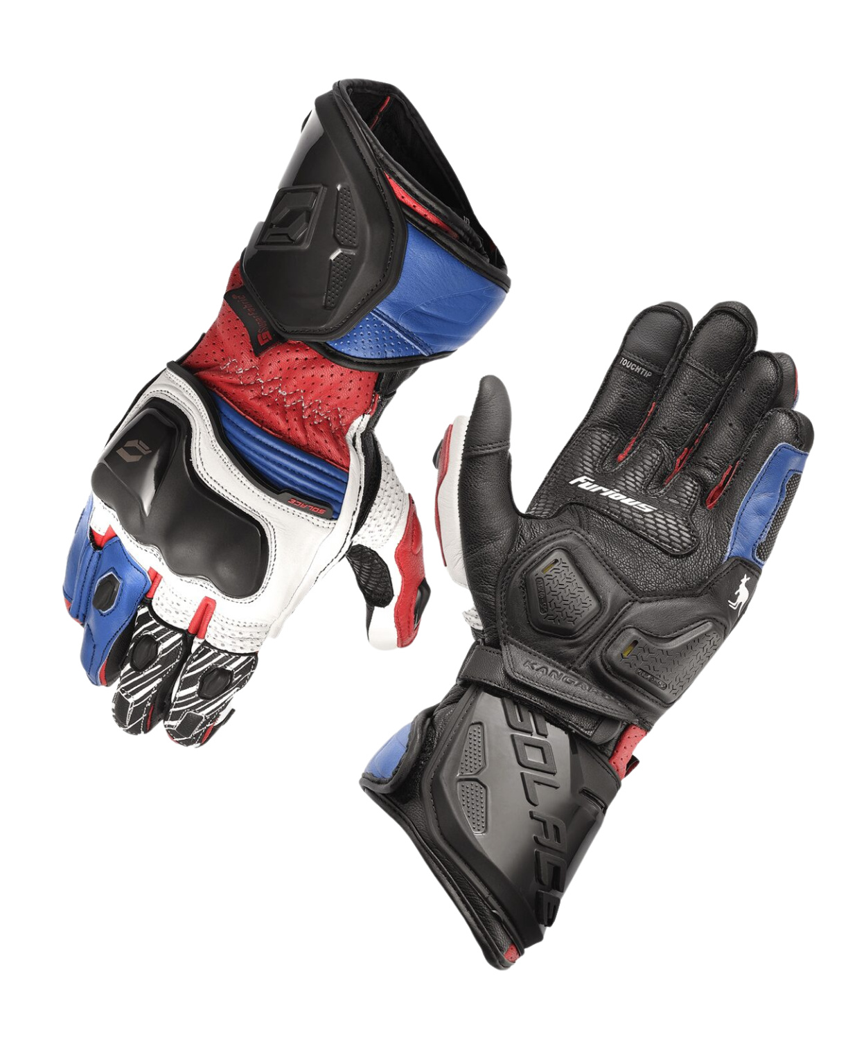 Solace Furious V3.0 CE Riding Gloves - Black White Blue