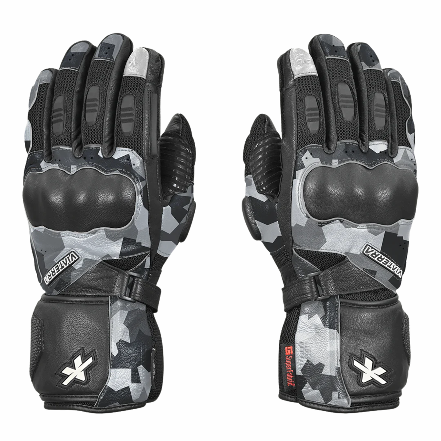 Viaterra Kruger 2 Full Gauntlet Motorcycle Riding Gloves - Snow Camo