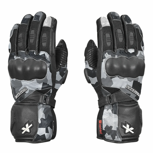 Viaterra Kruger 2 Full Gauntlet Motorcycle Riding Gloves - Snow Camo