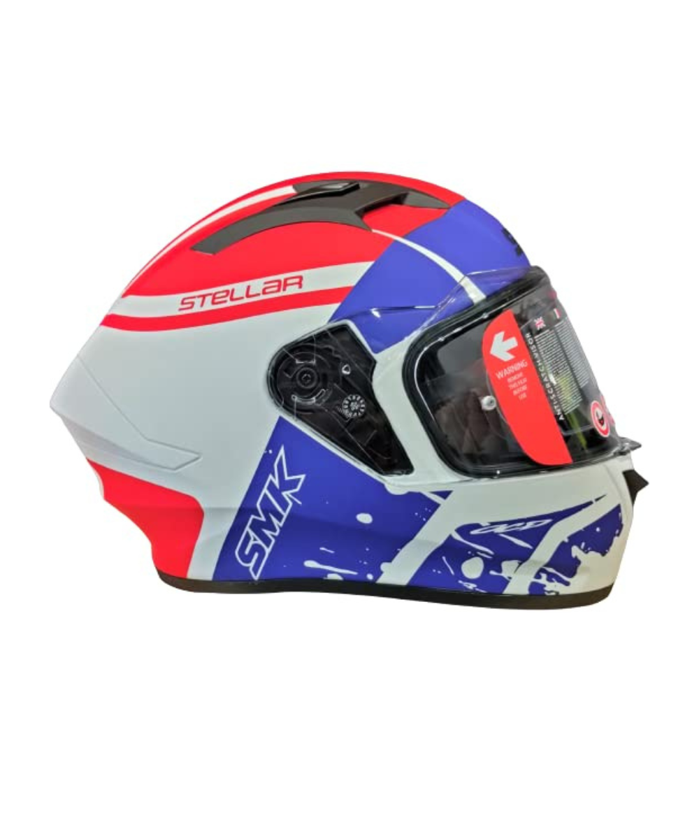 SMK Stellar Squad White Blue Red Matt (MA153) Helmet - SMK