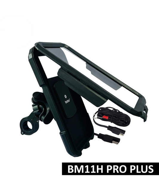 BOBO BM11H Pro Plus Fully Waterproof Bike Phone Holder with Vibration Damper and Fast 15W wireless Charger & USB-C Input/Output Port.