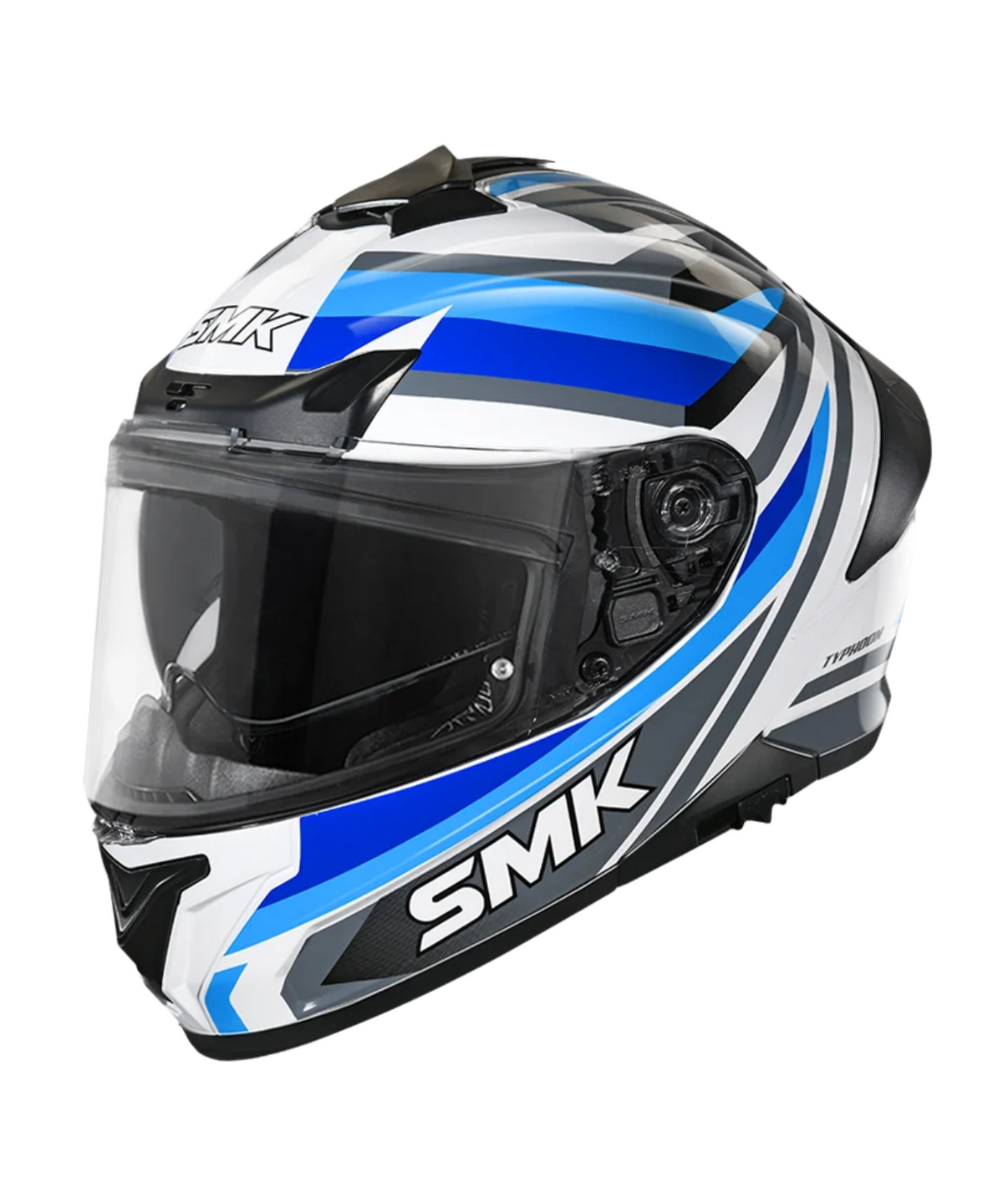 SMK Typhoon Freeride GRPS GL156 Full Face Helmet - Gloss White Grey Blue - SMK