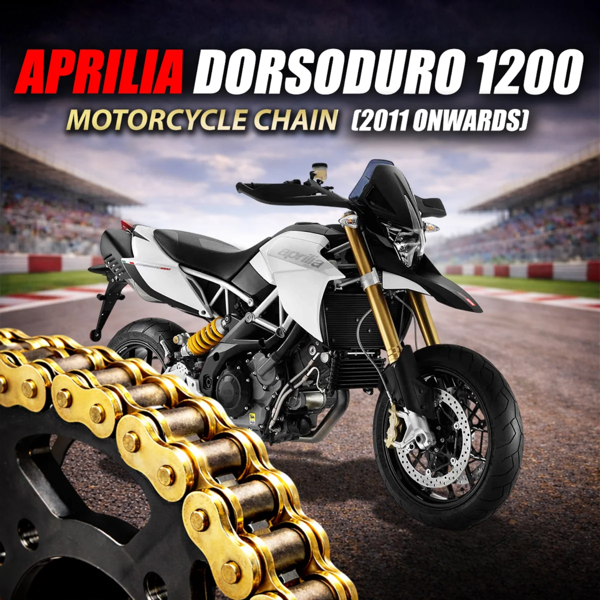 Crank1 Aprilia Dorsoduro 1200 (2011 Onwards) 525 Pitch ZVM-X 108L Chain - Gold