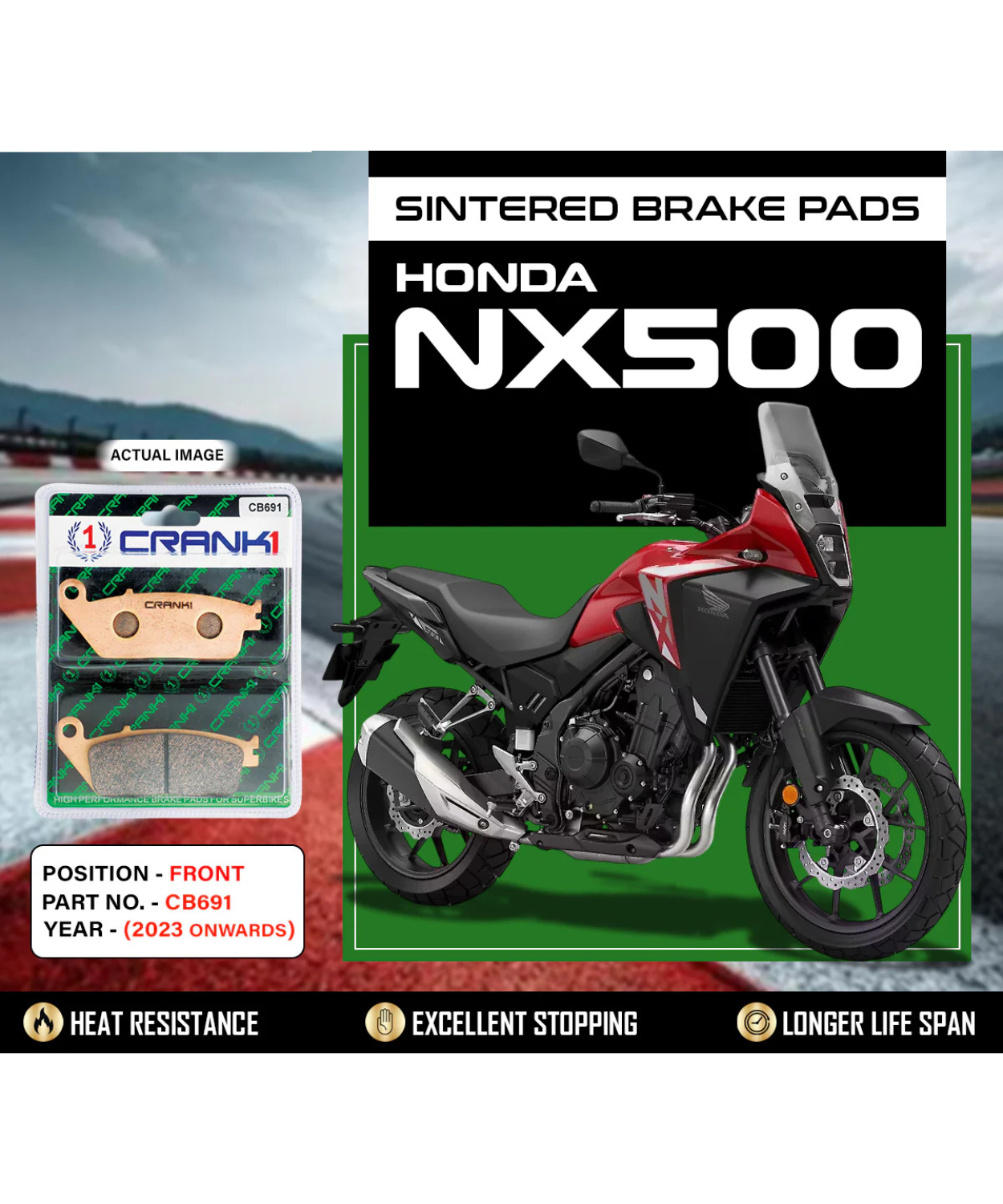 Crank1 Honda NX 500 (2023 Onwards) Sintered Brake Pads