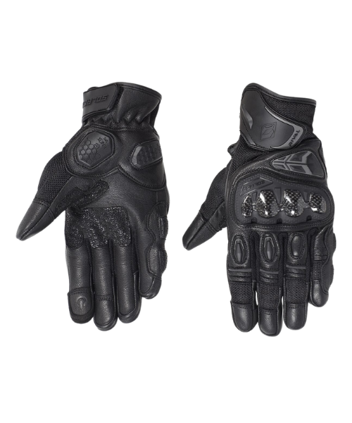 Solace Rival Carbon CE Motorcycle Riding Gloves - Black