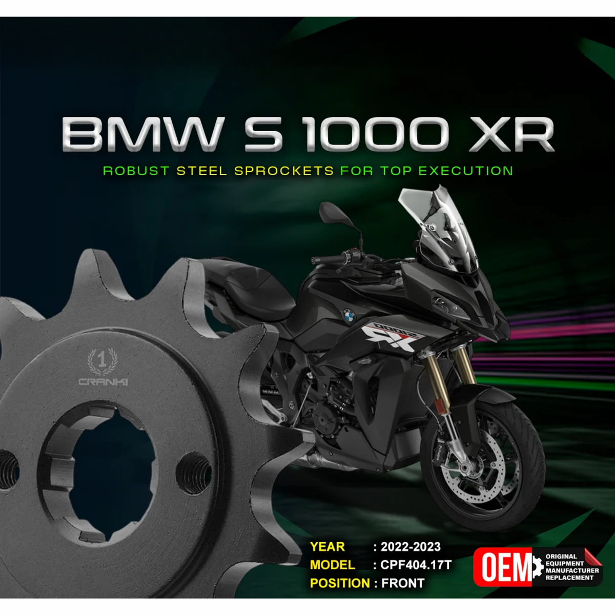 Crank1 BMW S 1000 XR (2022-2023) Performance Motorcycle Sprocket - Chrome - CPF404.17T