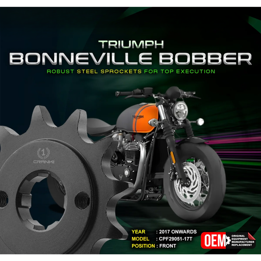 Crank1 Triumph Bonneville Bobber (2017 Onwards) Performance Motorcycle Sprocket - Black - CPF29051-17T