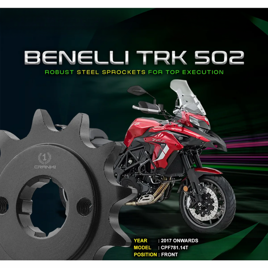 Crank1 Performance Motorcycle Sprocket Benelli TRK 502 (2017 Onwards) Pitch 525 - Chrome - CPF781.14T