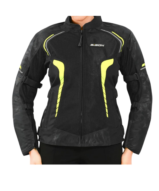 Bison ProGear Phoenix Women Riding Jacket - Hi-Viz Green