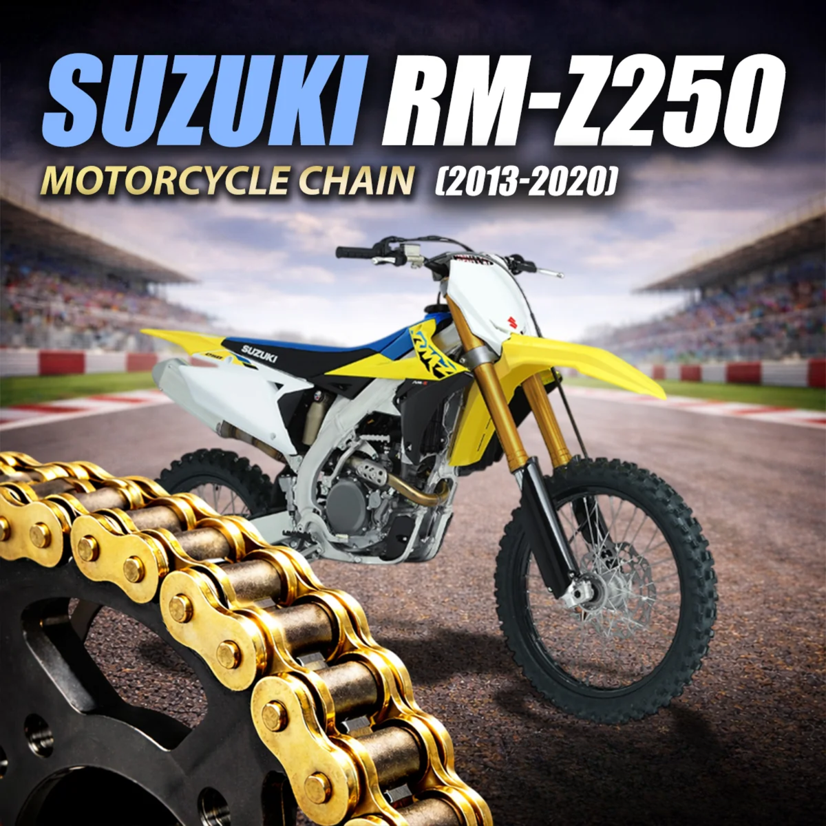 Crank1 Suzuki RM-Z250 (2013-2020) 520 Pitch ZVM-X 114L Chain - Gold