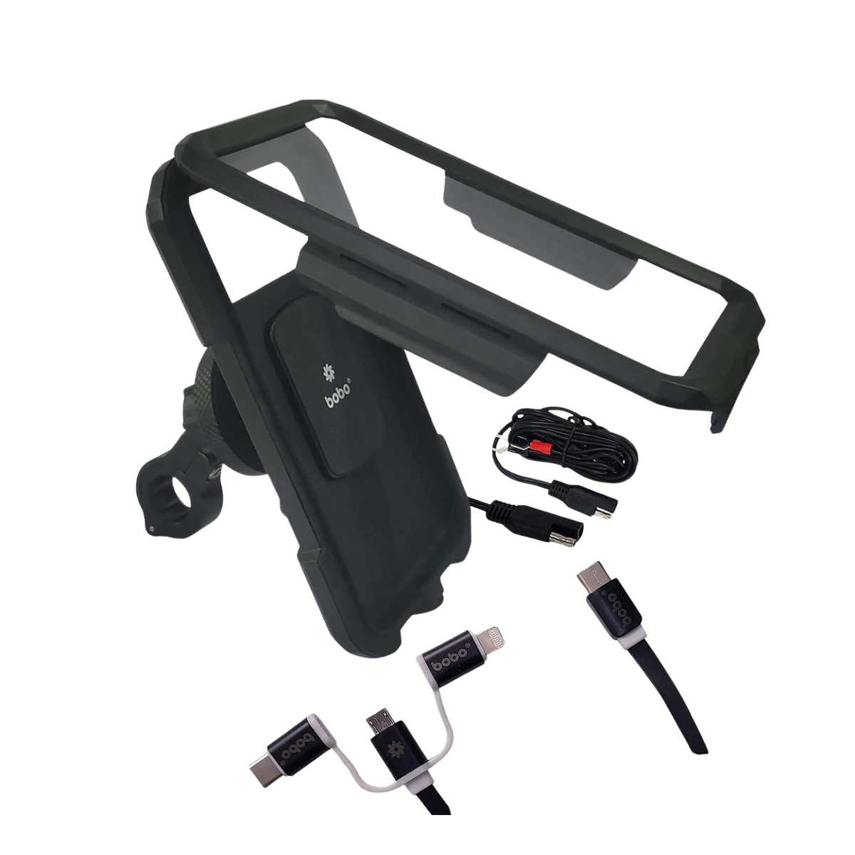 BOBO BM11H PRO Fully Waterproof Bike Phone Holder with Vibration Controller (with Fast 15W Wireless Charger and USB-C