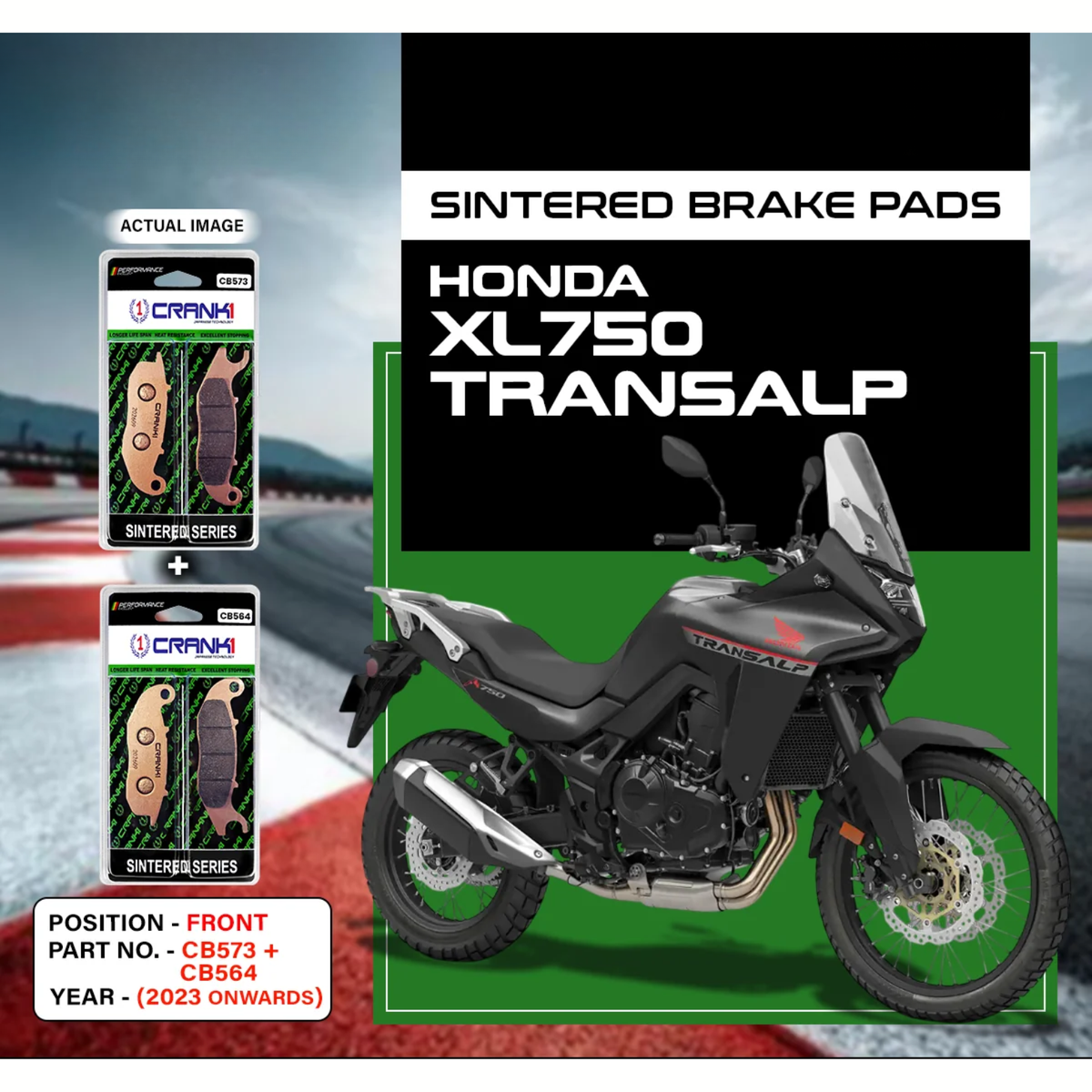 Crank1 Honda XL750 Transalp (2023 Onwards) Sintered Brake Pads - Crank 1
