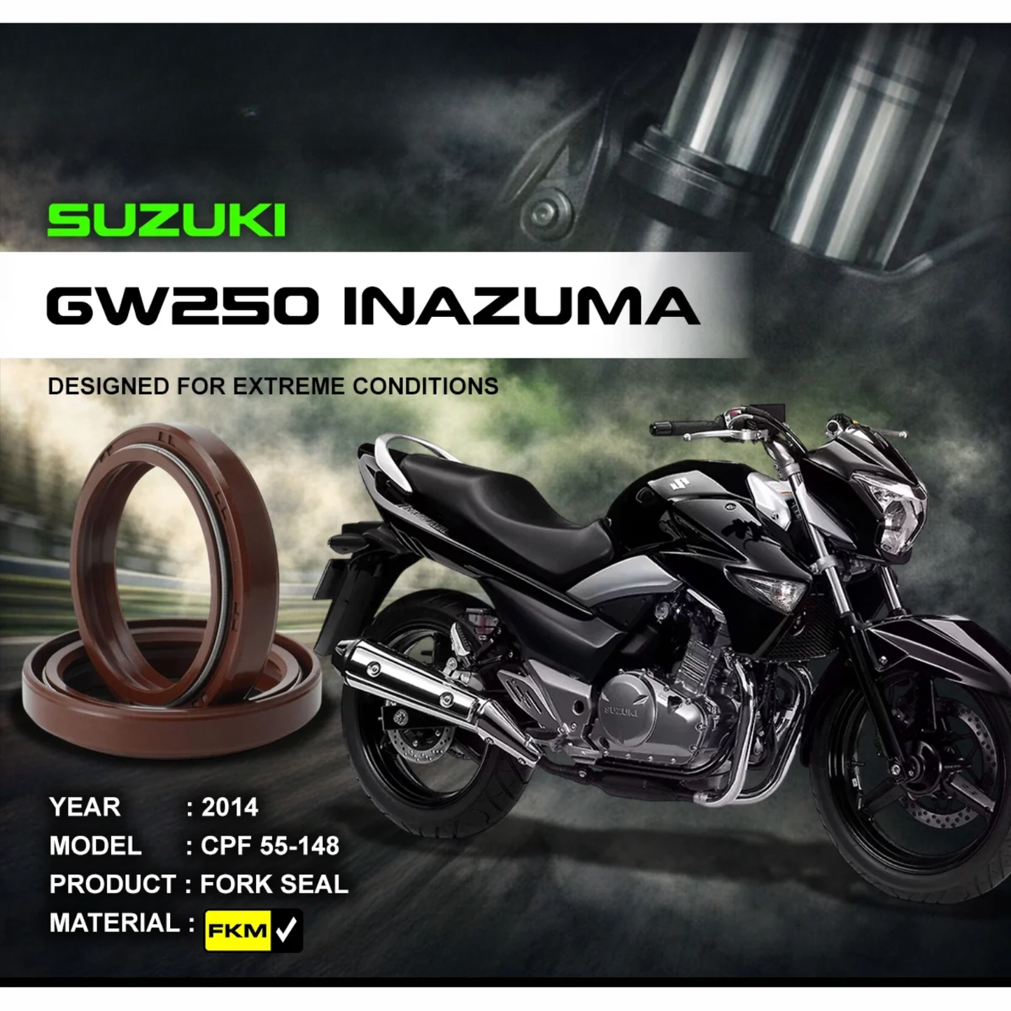 Crank1 Suzuki GW250 Inazuma (2014) Fork Oil Seal FKM