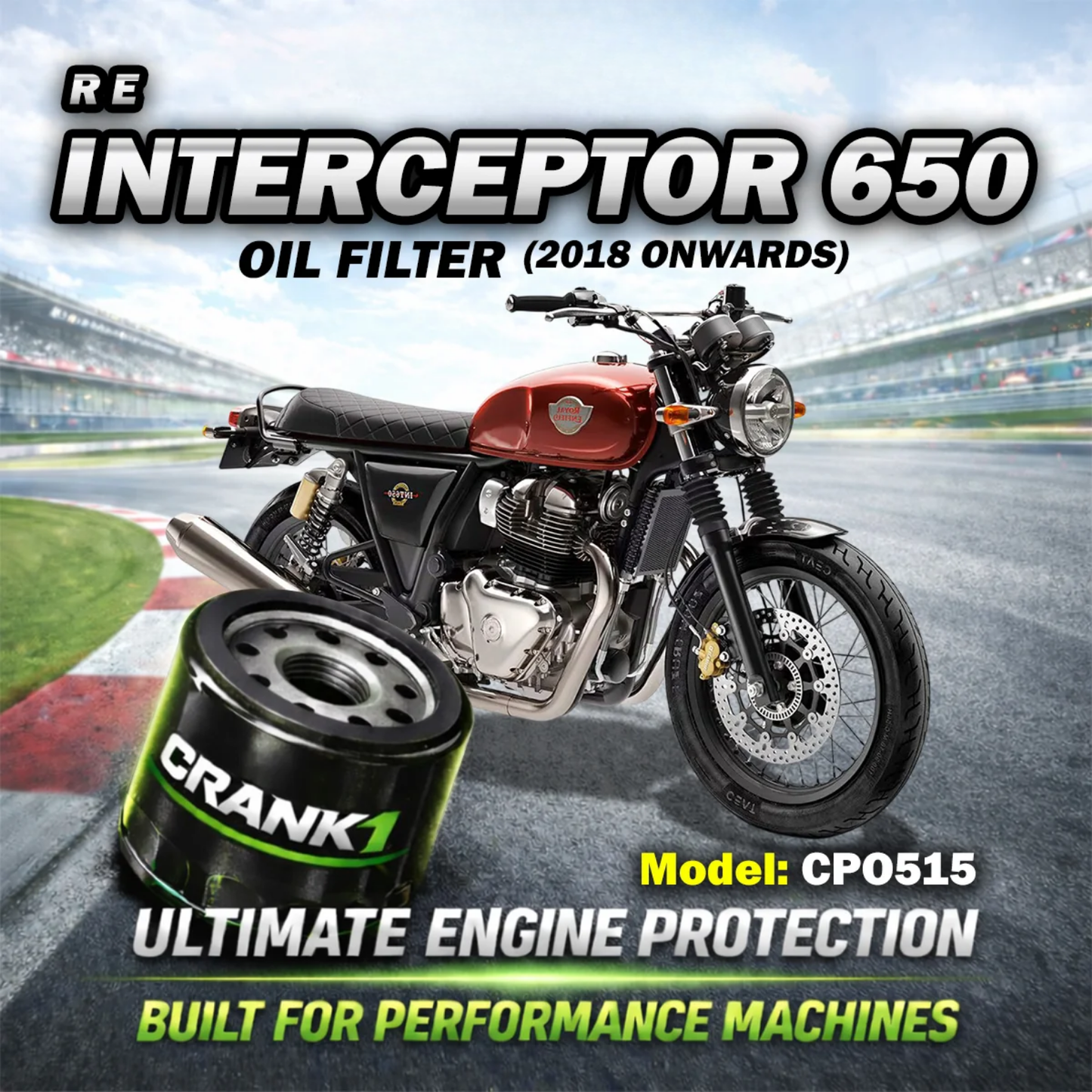 Crank1 Royal Enfield Interceptor 650 (2018 Onwards) Performance Oil Filters - CPO-515