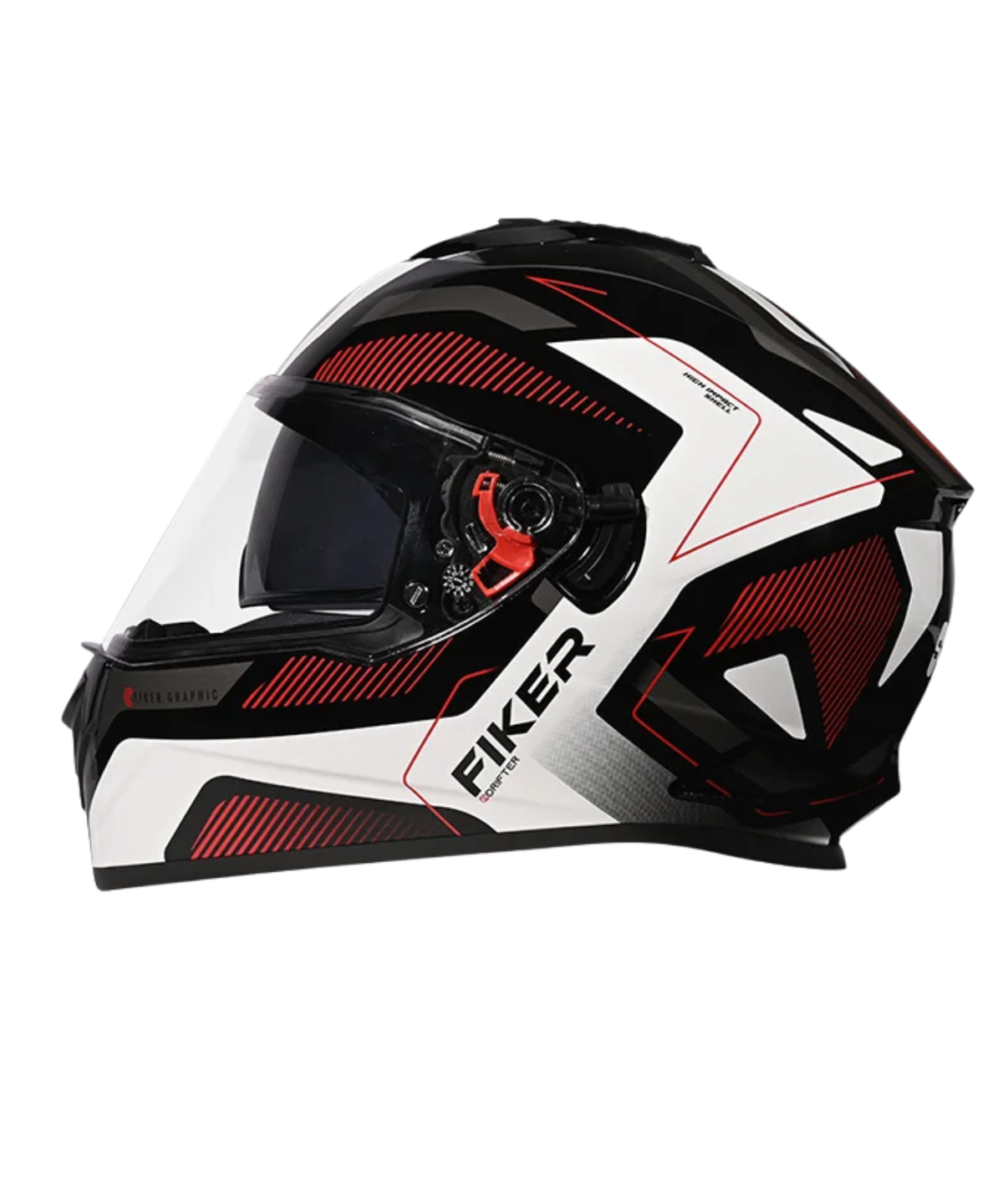 Studds Drifter D5 Fiker Decor Graphics Helmet - Gloss Black Red N2 - Studds
