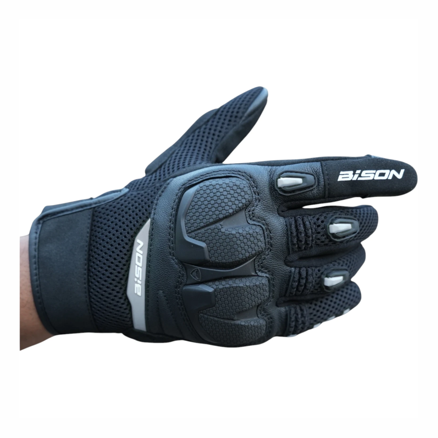 Bison ProGear Raptor Riding Gloves - Black Grey
