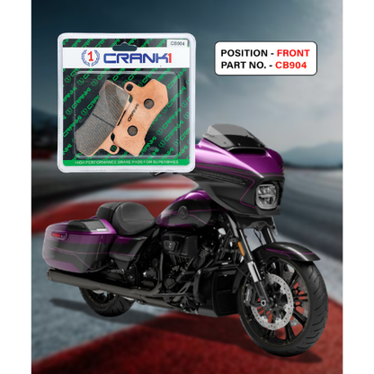 Crank1 Fully Sintered H2 Series Brake Pads for Harley Davidson CVO Street Glide