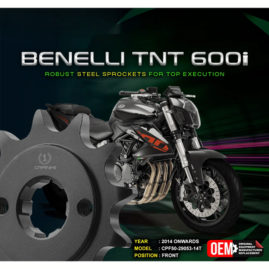 Crank1 Benelli TNT 600i (2014 Onwards) Performance Motorcycle Sprocket - Black - CPF50-29053-14T