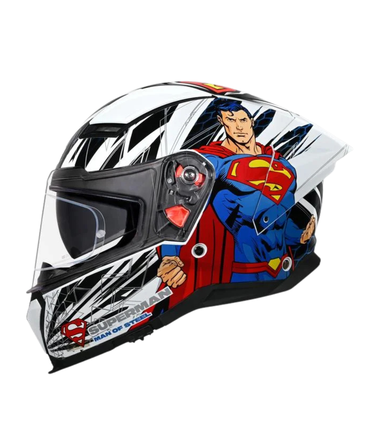 Studds Helios Superman Edition Graphics Helmet - Gloss White Blue N1 - Studds