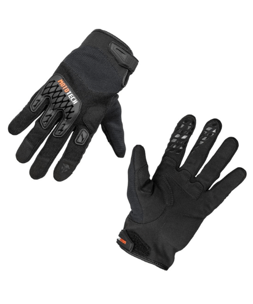 Mototech Reflex Air Flo Dual Sport Motorcycle Riding Gloves - Black