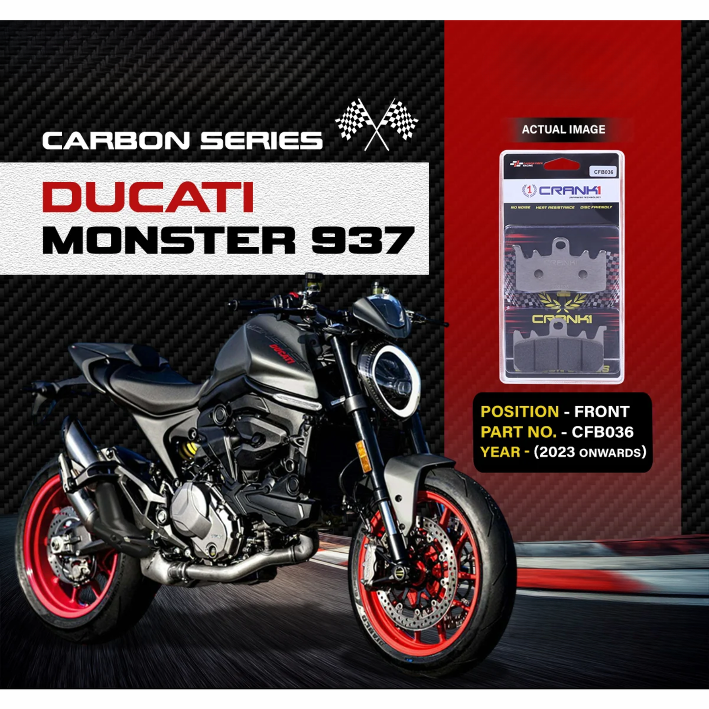 Crank1 Ducati Monster 937 (2023 Onwards) Carbon Brake Pads