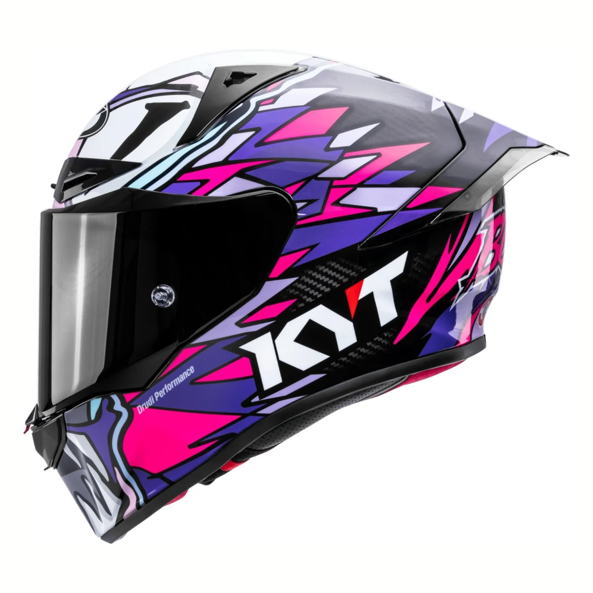 KYT R1R Enea Bastianini Replica 2023 Carbon Fiber Helmet - Gloss Black Pink - KYT Helmets