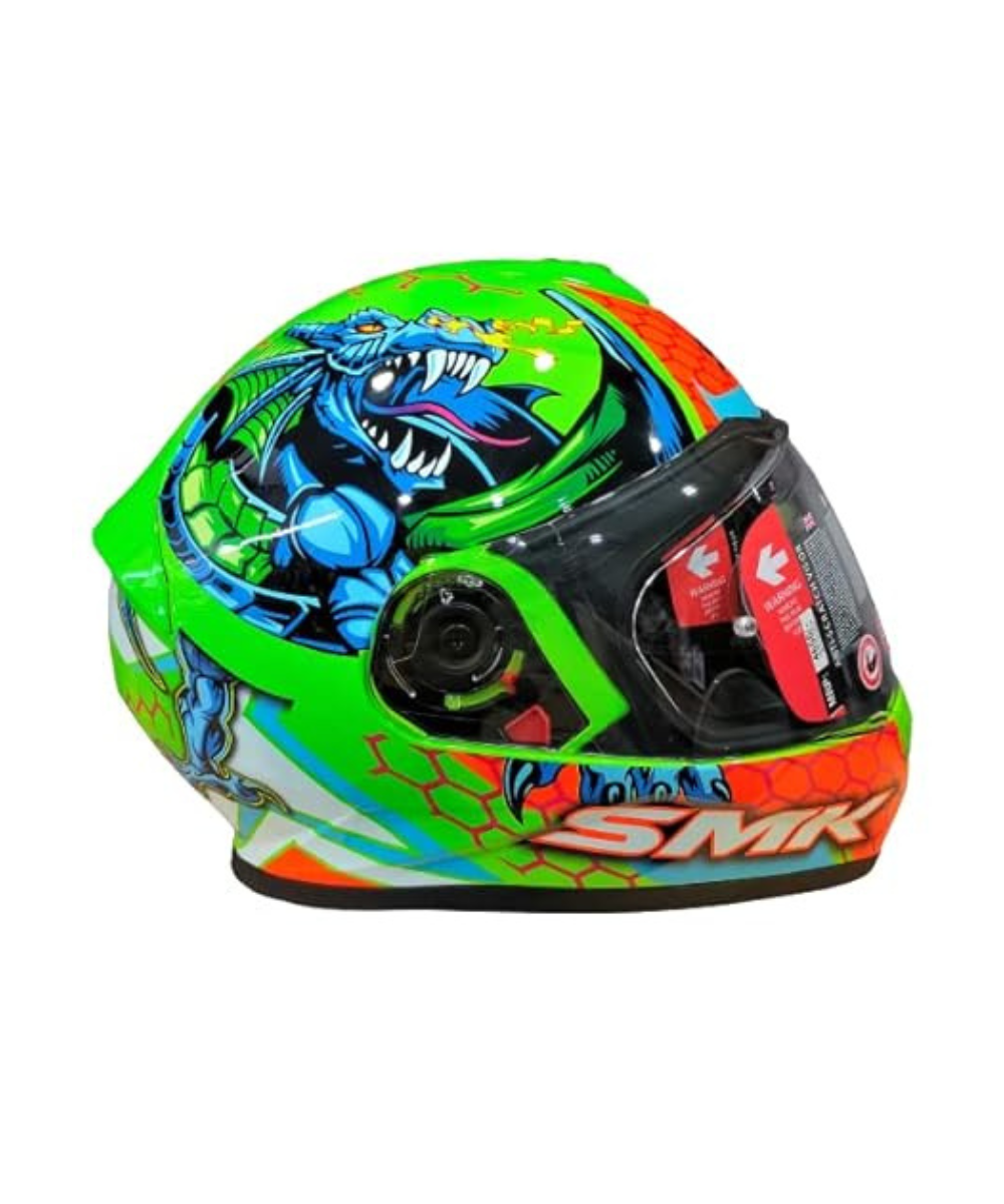 SMK Twister Dragon GL875 Orange Green Helmet - SMK