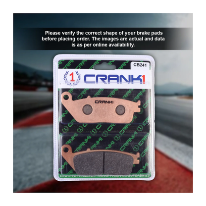 Crank1 Fully Sintered H2 Series Brake Pads for Triumph Thruxton 865 (2014-2016)