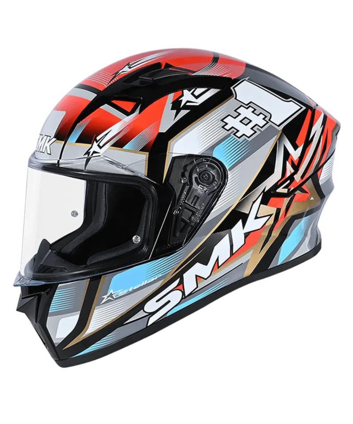 SMK Stellar Uno GRPS MA263 Full Face Helmet - Matt Grey Red Blue - SMK