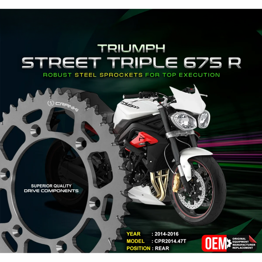 Crank1 Triumph Street Triple 675 R (2014-2016) Performance Motorcycle Sprocket - Chrome - CPR2014.47T