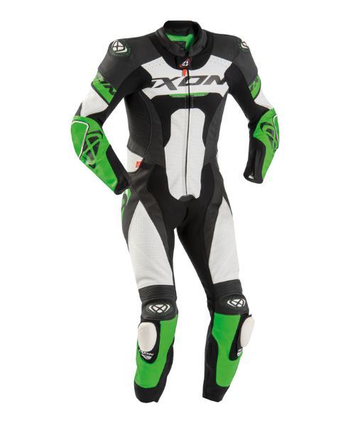 Ixon Jackal Racing Leather Riding Suit - Black White Green