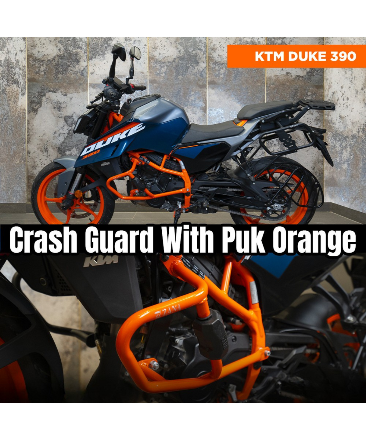 Zana KTM Duke Gen 3 Crash Guard with Puk Slider - Orange - ZI-8418 - Zana