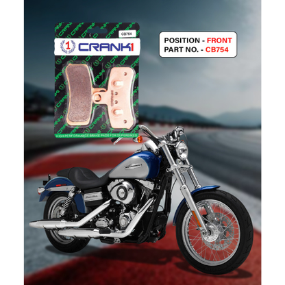 Crank1 Fully Sintered H2 Series Brake Pads for Harley Davidson Super Glide Customs